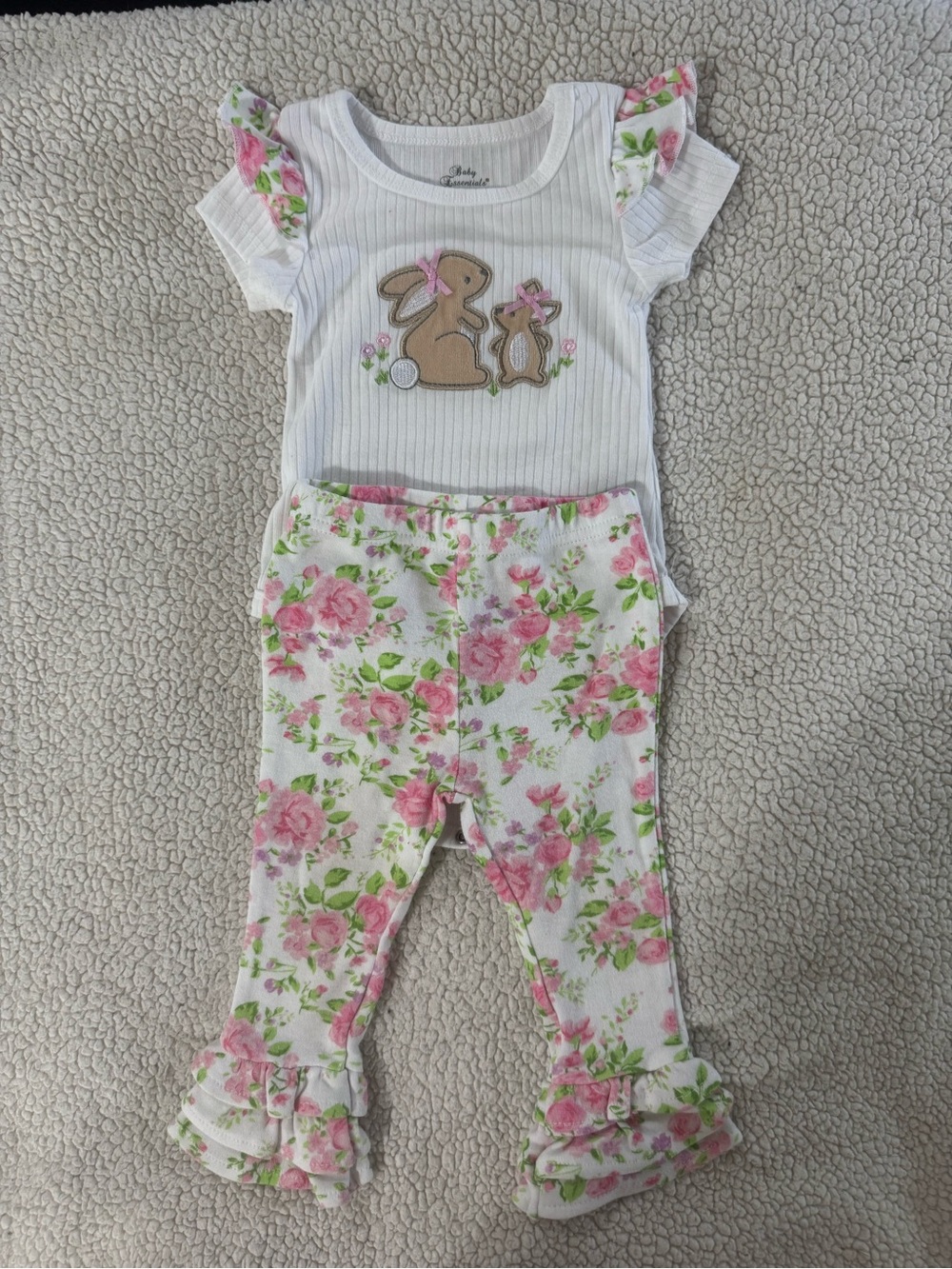 Baby Essentials Easter White Ribbed Matching Baby Set